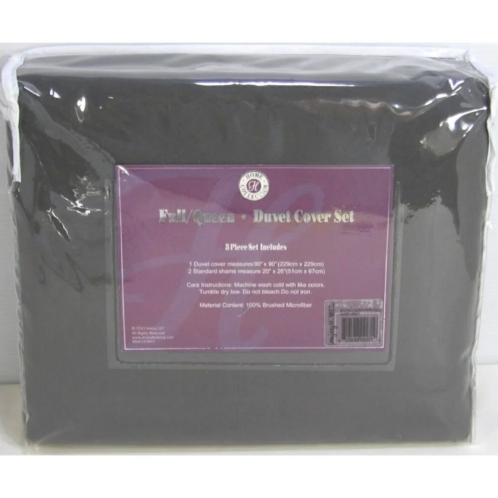 BECKY CAMERON Home Collection 1800 FULL / QUEEN Gray Duvet Cover & 2 Shams NEW